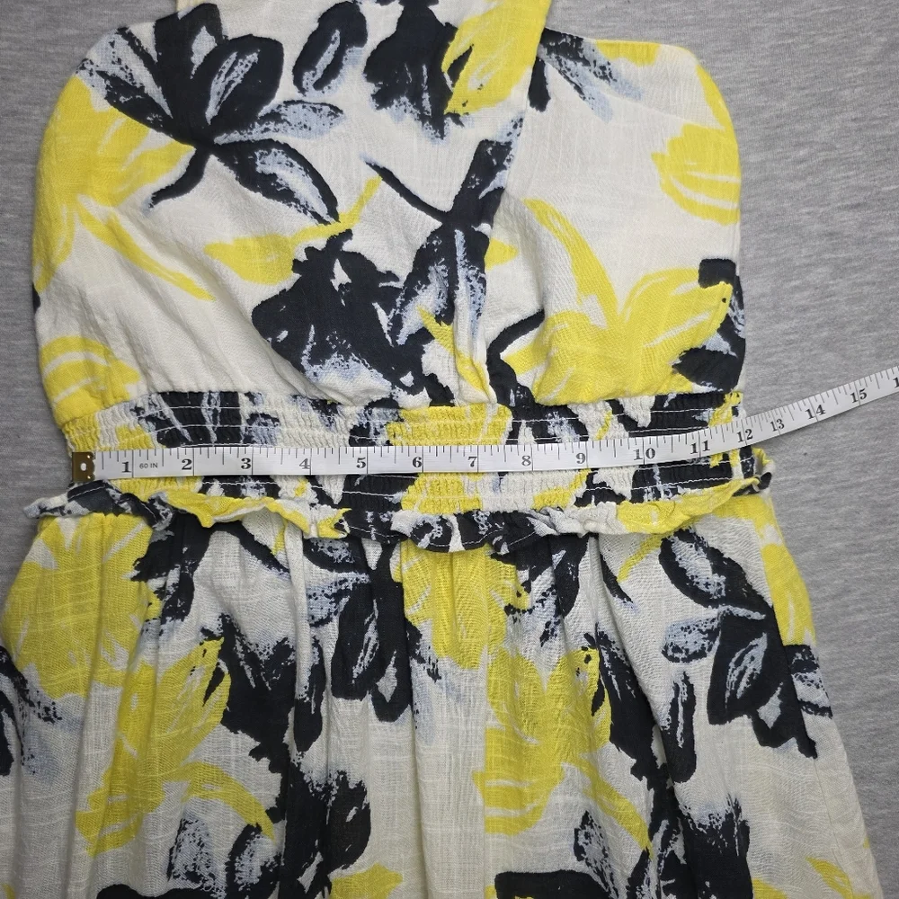 Walter Baker Yellow and Black Floral Halter Top Midi Dress Size Medium - Picture 7 of 10
